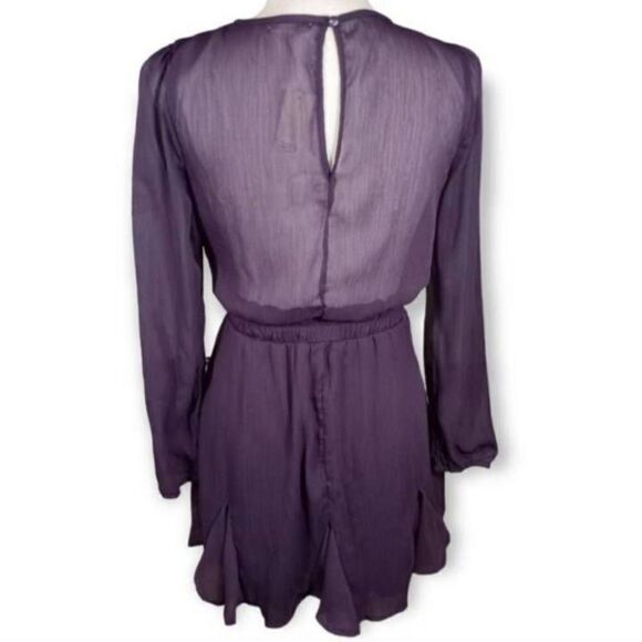 FRANCESCA'S MI AMI PURPLE LOU SHEER SLEEVE GODET MINI DRESS SZ.S NWT. - Picture 9 of 13